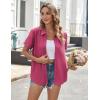 imageHOTOUCH Womens Button Down Shirt Short Sleeve Dress Shirt V Neck Collared Button Up Summer Tops Textured Work BlouseHot Pink