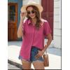imageHOTOUCH Womens Button Down Shirt Short Sleeve Dress Shirt V Neck Collared Button Up Summer Tops Textured Work BlouseHot Pink