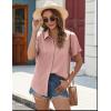 imageHOTOUCH Womens Button Down Shirt Short Sleeve Dress Shirt V Neck Collared Button Up Summer Tops Textured Work BlousePink