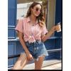 imageHOTOUCH Womens Button Down Shirt Short Sleeve Dress Shirt V Neck Collared Button Up Summer Tops Textured Work BlousePink