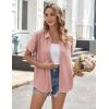 imageHOTOUCH Womens Button Down Shirt Short Sleeve Dress Shirt V Neck Collared Button Up Summer Tops Textured Work BlousePink