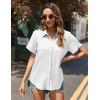 imageHOTOUCH Womens Button Down Shirt Short Sleeve Dress Shirt V Neck Collared Button Up Summer Tops Textured Work BlouseWhite