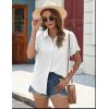 imageHOTOUCH Womens Button Down Shirt Short Sleeve Dress Shirt V Neck Collared Button Up Summer Tops Textured Work BlouseWhite