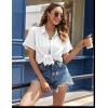 imageHOTOUCH Womens Button Down Shirt Short Sleeve Dress Shirt V Neck Collared Button Up Summer Tops Textured Work BlouseWhite