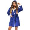 imageHOTOUCH Womens Hooded Bathrobe Fleece Robe Super Soft Plush Robe Velour BathrobeBlue