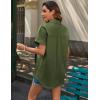 imageHOTOUCH Linen Button Down Shirt Women Short Sleeve Cotton Blouses V Neck Collared Summer Beach Tops S2XLArmy Green