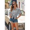 imageHOTOUCH Linen Button Down Shirt Women Short Sleeve Cotton Blouses V Neck Collared Summer Beach Tops S2XLFloral Blue