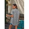 imageHOTOUCH Linen Button Down Shirt Women Short Sleeve Cotton Blouses V Neck Collared Summer Beach Tops S2XLFloral Blue