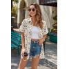 imageHOTOUCH Linen Button Down Shirt Women Short Sleeve Cotton Blouses V Neck Collared Summer Beach Tops S2XLFloral Cream