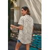 imageHOTOUCH Linen Button Down Shirt Women Short Sleeve Cotton Blouses V Neck Collared Summer Beach Tops S2XLFloral Cream