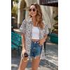 imageHOTOUCH Linen Button Down Shirt Women Short Sleeve Cotton Blouses V Neck Collared Summer Beach Tops S2XLFloral Purple