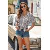 imageHOTOUCH Linen Button Down Shirt Women Short Sleeve Cotton Blouses V Neck Collared Summer Beach Tops S2XLFloral Purple
