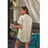 imageHOTOUCH Linen Button Down Shirt Women Short Sleeve Cotton Blouses V Neck Collared Summer Beach Tops S2XLFloral Yellow