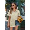 imageHOTOUCH Linen Button Down Shirt Women Short Sleeve Cotton Blouses V Neck Collared Summer Beach Tops S2XLFloral Yellow