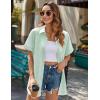 imageHOTOUCH Linen Button Down Shirt Women Short Sleeve Cotton Blouses V Neck Collared Summer Beach Tops S2XLLight Green