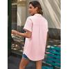 imageHOTOUCH Linen Button Down Shirt Women Short Sleeve Cotton Blouses V Neck Collared Summer Beach Tops S2XLPink