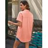 imageHOTOUCH Linen Button Down Shirt Women Short Sleeve Cotton Blouses V Neck Collared Summer Beach Tops S2XLTangerine