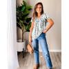 imageHOTOUCH Womens Flowy Sleeve Pleated Tunic Plus Size Tops Casual V Neck Blouses Loose Floral Short Sleeve Summer ShirtsFlower Cluster Light Green