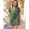 imageHOTOUCH Womens Flowy Sleeve Pleated Tunic Plus Size Tops Casual V Neck Blouses Loose Floral Short Sleeve Summer ShirtsGrey Green