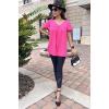 imageHOTOUCH Womens Flowy Sleeve Pleated Tunic Plus Size Tops Casual V Neck Blouses Loose Floral Short Sleeve Summer ShirtsRose Red