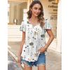 imageHOTOUCH Womens Flowy Sleeve Pleated Tunic Plus Size Tops Casual V Neck Blouses Loose Floral Short Sleeve Summer ShirtsWhite