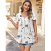 imageHOTOUCH Womens Flowy Sleeve Pleated Tunic Plus Size Tops Casual V Neck Blouses Loose Floral Short Sleeve Summer ShirtsWhite