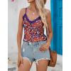 imageHOTOUCH Camisole for Women V Neck Spaghetti Strap Tank Tops Sleeveless Blouses Loose Fit5floral Red