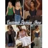 imageHOTOUCH Camisole for Women V Neck Spaghetti Strap Tank Tops Sleeveless Blouses Loose FitGreen