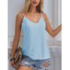 imageHOTOUCH Camisole for Women V Neck Spaghetti Strap Tank Tops Sleeveless Blouses Loose FitLight Blue