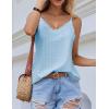 imageHOTOUCH Camisole for Women V Neck Spaghetti Strap Tank Tops Sleeveless Blouses Loose FitLight Blue