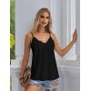 imageHOTOUCH Camisole for Women V Neck Spaghetti Strap Tank Tops Sleeveless Blouses Loose FitRuched Black