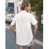 imageHOTOUCH Cotton Linen Button Down Shirt for Women V Neck Collared Blouse Casual Short Sleeve Tops with PocketA01white