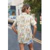imageHOTOUCH Cotton Linen Button Down Shirt for Women V Neck Collared Blouse Casual Short Sleeve Tops with PocketFloral Colorful