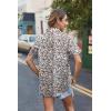 imageHOTOUCH Cotton Linen Button Down Shirt for Women V Neck Collared Blouse Casual Short Sleeve Tops with PocketFloral Purple