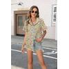 imageHOTOUCH Cotton Linen Button Down Shirt for Women V Neck Collared Blouse Casual Short Sleeve Tops with PocketFloral Yellow