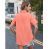 imageHOTOUCH Cotton Linen Button Down Shirt for Women V Neck Collared Blouse Casual Short Sleeve Tops with PocketWatermelon Red