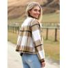imageHOTOUCH Womens Flannels Fall Cropped Shacket Plaid Jacket Long Sleeve Button Down Coat 2024 Fall Fashion Trendy OutfitsApricot Fall Flannel