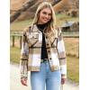 imageHOTOUCH Womens Flannels Fall Cropped Shacket Plaid Jacket Long Sleeve Button Down Coat 2024 Fall Fashion Trendy OutfitsApricot Fall Flannel