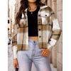 imageHOTOUCH Womens Flannels Fall Cropped Shacket Plaid Jacket Long Sleeve Button Down Coat 2024 Fall Fashion Trendy OutfitsApricot Fall Flannel