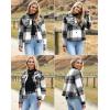 imageHOTOUCH Womens Flannels Fall Cropped Shacket Plaid Jacket Long Sleeve Button Down Coat 2024 Fall Fashion Trendy OutfitsBlack Flannel