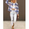imageHOTOUCH Womens Flannels Fall Cropped Shacket Plaid Jacket Long Sleeve Button Down Coat 2024 Fall Fashion Trendy OutfitsBlue Black Flannel