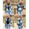 imageHOTOUCH Womens Flannels Fall Cropped Shacket Plaid Jacket Long Sleeve Button Down Coat 2024 Fall Fashion Trendy OutfitsBlue White Flannel
