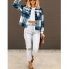 imageHOTOUCH Womens Flannels Fall Cropped Shacket Plaid Jacket Long Sleeve Button Down Coat 2024 Fall Fashion Trendy OutfitsBlue White Flannel