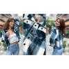 imageHOTOUCH Womens Flannels Fall Cropped Shacket Plaid Jacket Long Sleeve Button Down Coat 2024 Fall Fashion Trendy OutfitsBlue White Flannel