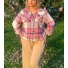 imageHOTOUCH Womens Flannels Fall Cropped Shacket Plaid Jacket Long Sleeve Button Down Coat 2024 Fall Fashion Trendy OutfitsFusica Flannel