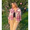 imageHOTOUCH Womens Flannels Fall Cropped Shacket Plaid Jacket Long Sleeve Button Down Coat 2024 Fall Fashion Trendy OutfitsFusica Flannel