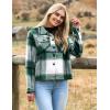 imageHOTOUCH Womens Flannels Fall Cropped Shacket Plaid Jacket Long Sleeve Button Down Coat 2024 Fall Fashion Trendy OutfitsGreen Flannel