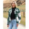 imageHOTOUCH Womens Flannels Fall Cropped Shacket Plaid Jacket Long Sleeve Button Down Coat 2024 Fall Fashion Trendy OutfitsGreen Flannel