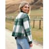 imageHOTOUCH Womens Flannels Fall Cropped Shacket Plaid Jacket Long Sleeve Button Down Coat 2024 Fall Fashion Trendy OutfitsGreen Flannel