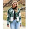 imageHOTOUCH Womens Flannels Fall Cropped Shacket Plaid Jacket Long Sleeve Button Down Coat 2024 Fall Fashion Trendy OutfitsGreen Flannel
